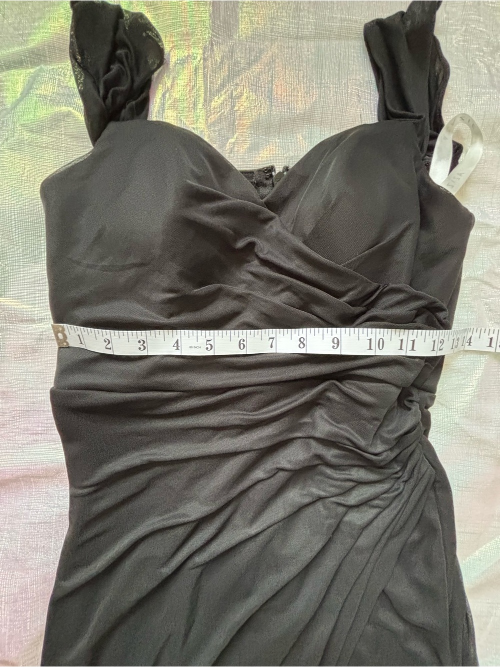 Azazie Black Off-Shoulder Ruched Evening Gown - Picture 6 of 8